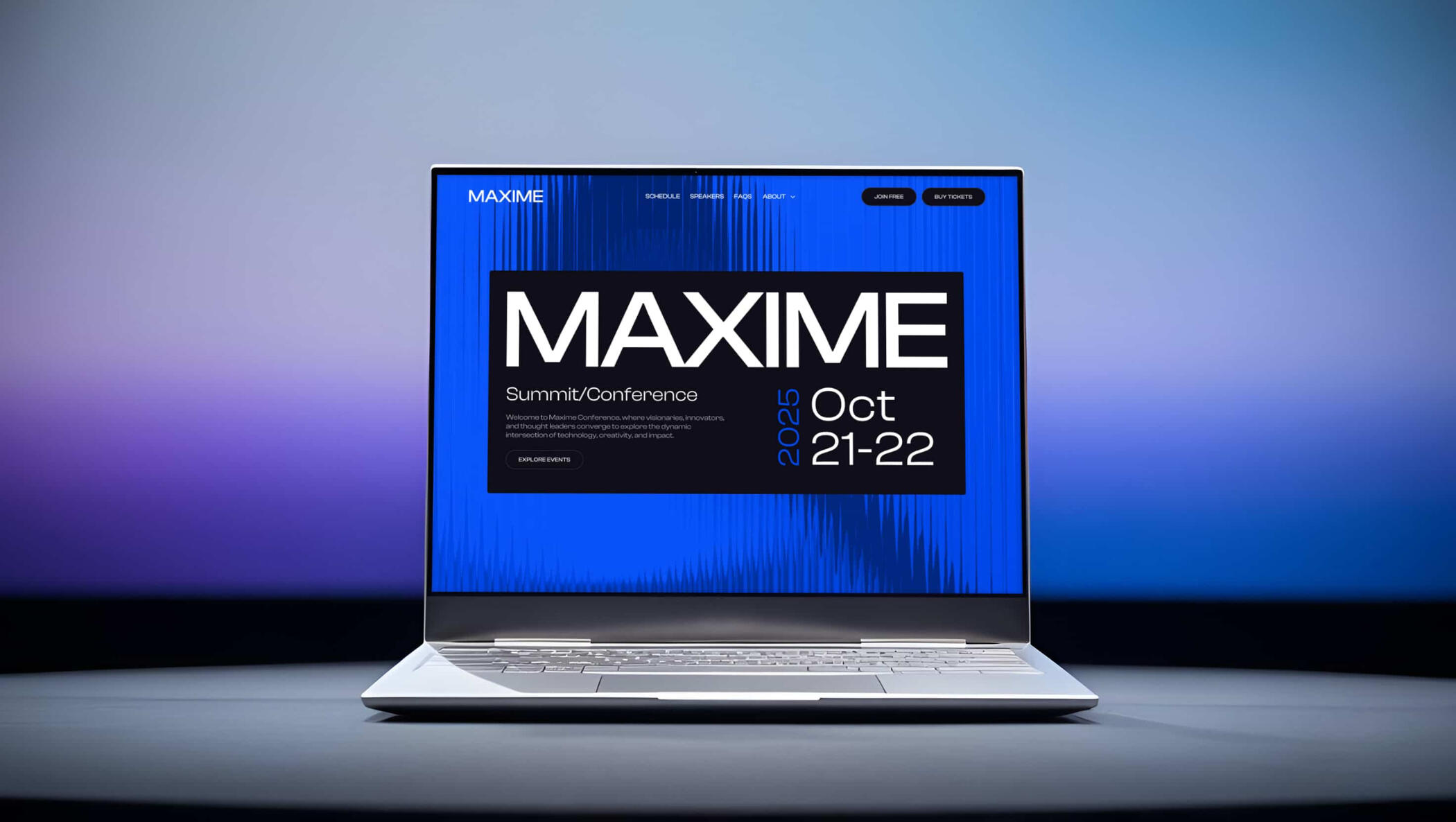 Maxime – Conference & Event Website Template for Webflow Maxime - Conference & Event Website Template built with Webflow | Mockup Preview